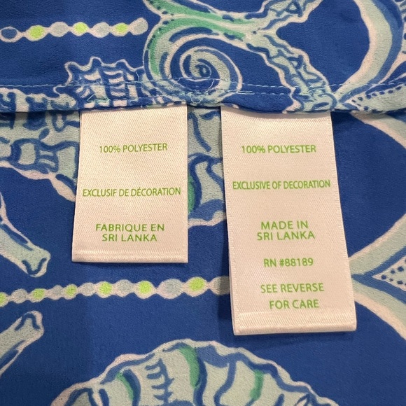 Lilly Pulitzer Marilina Tunic Top Blue and Green Lightweight Pull Over Size XL - Picture 8 of 8